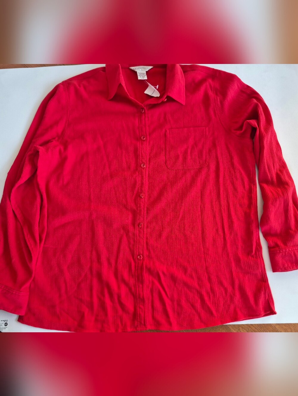 Vintage NWT Northern Reflections Classic Button-Up Shirt Poppy Red Women Large